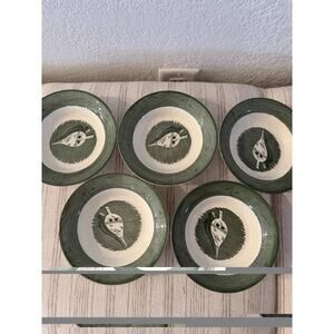 Vintage Colonial Homestead China by Royal 5 Dessert Bowls - Green Bellows. EUC